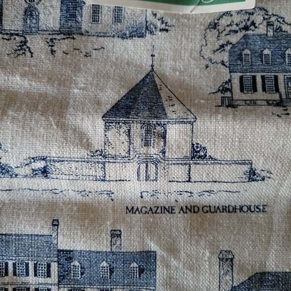 Large Williamsburg Historic Area Buildings Linen Souvenir Tea Towel w/Tag - Picture 4 of 8